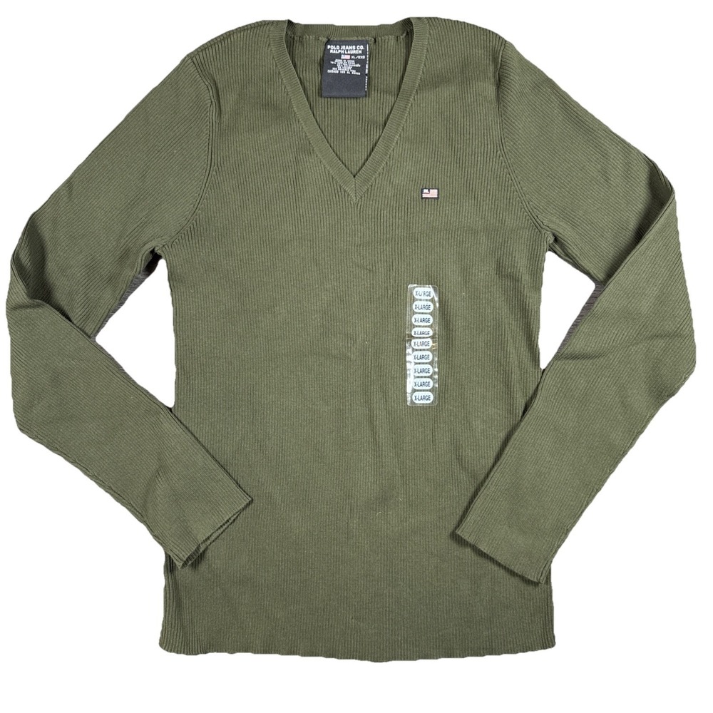 Polo Ralph Lauren Green Textured Long Sleeve Sweater Women's Size‎ XL  Stretchy